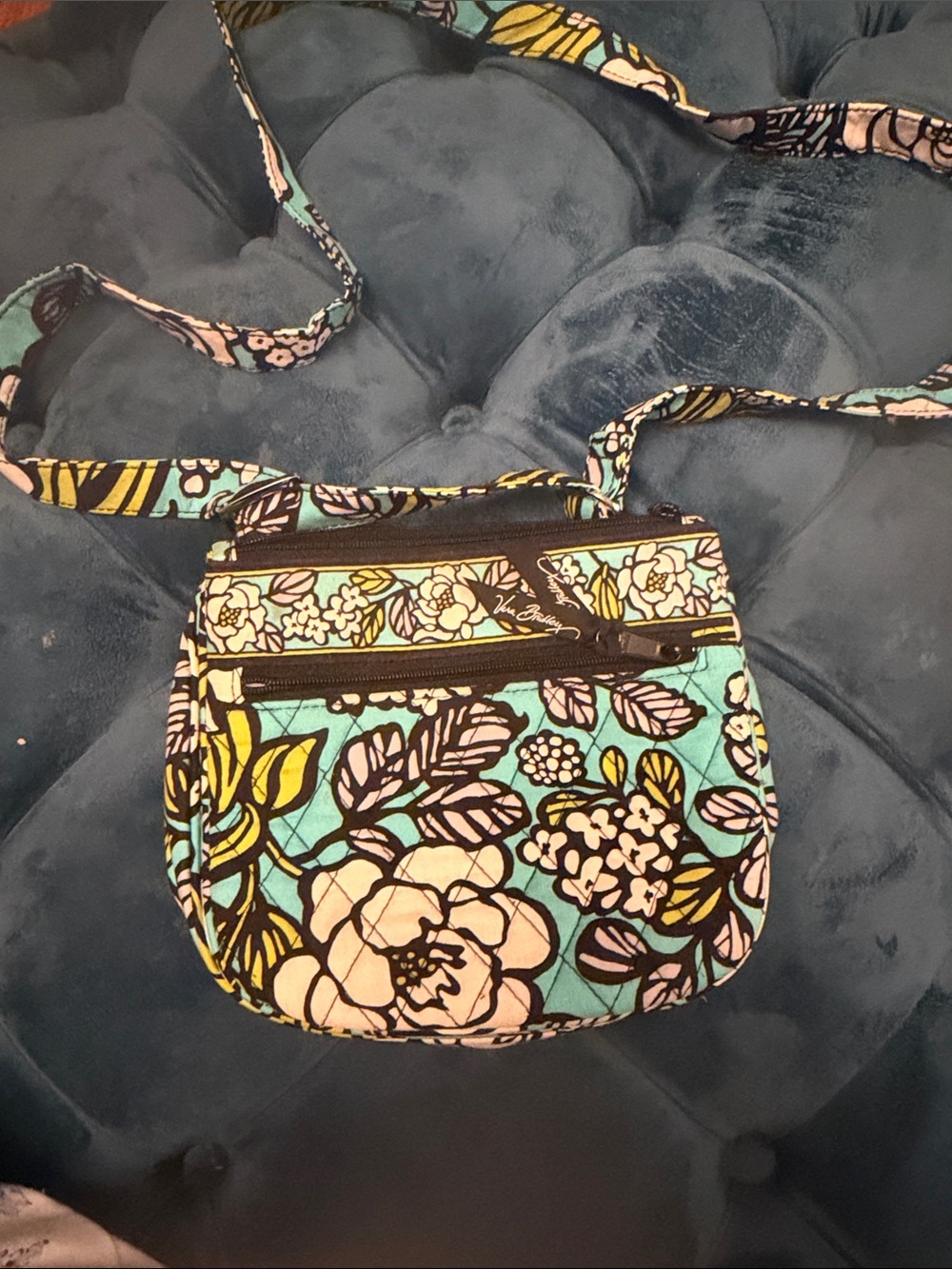 Vera Bradley Mint Floral Quilted Crossbody Bag